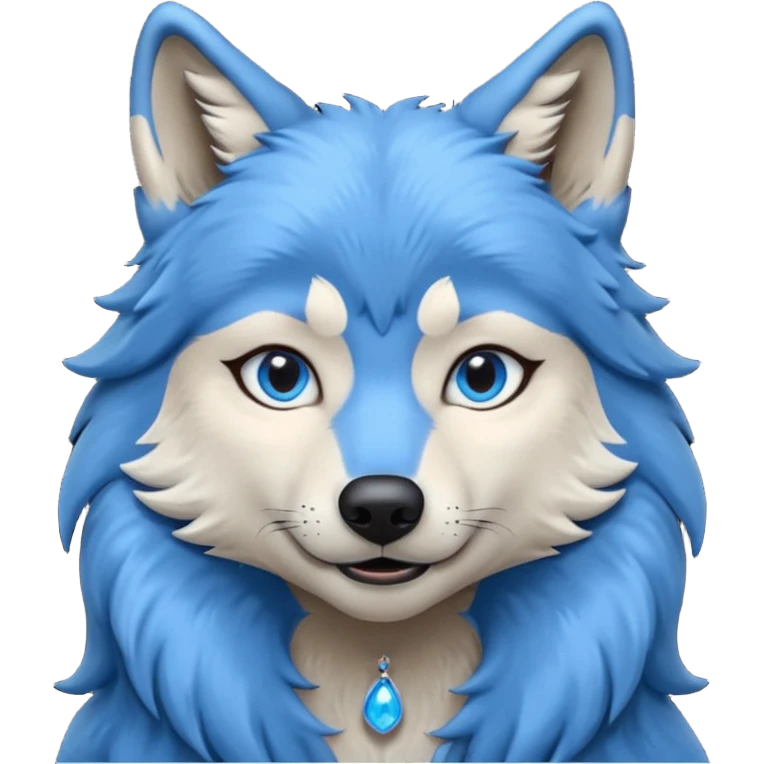 A female feminine blue wolf  emoji