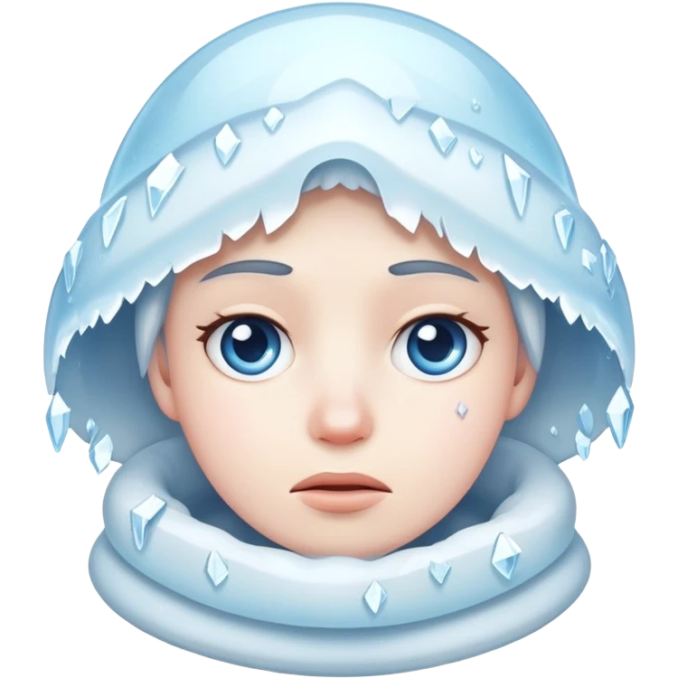 Shivering face with ice crystals, very cold emoji