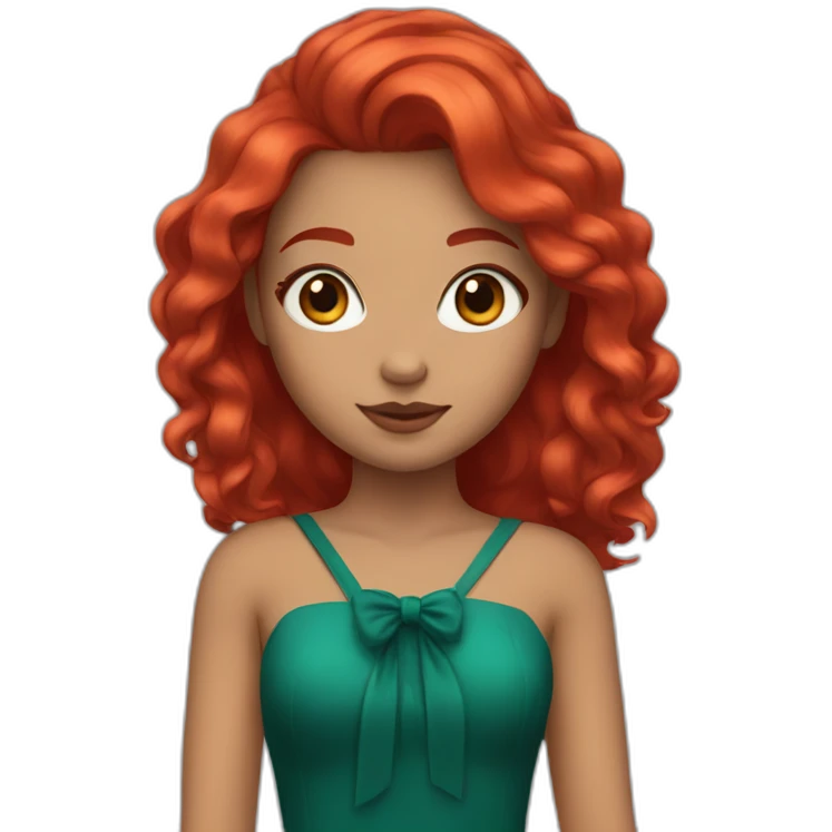Girl with red hair, red dress and red makeup emoji