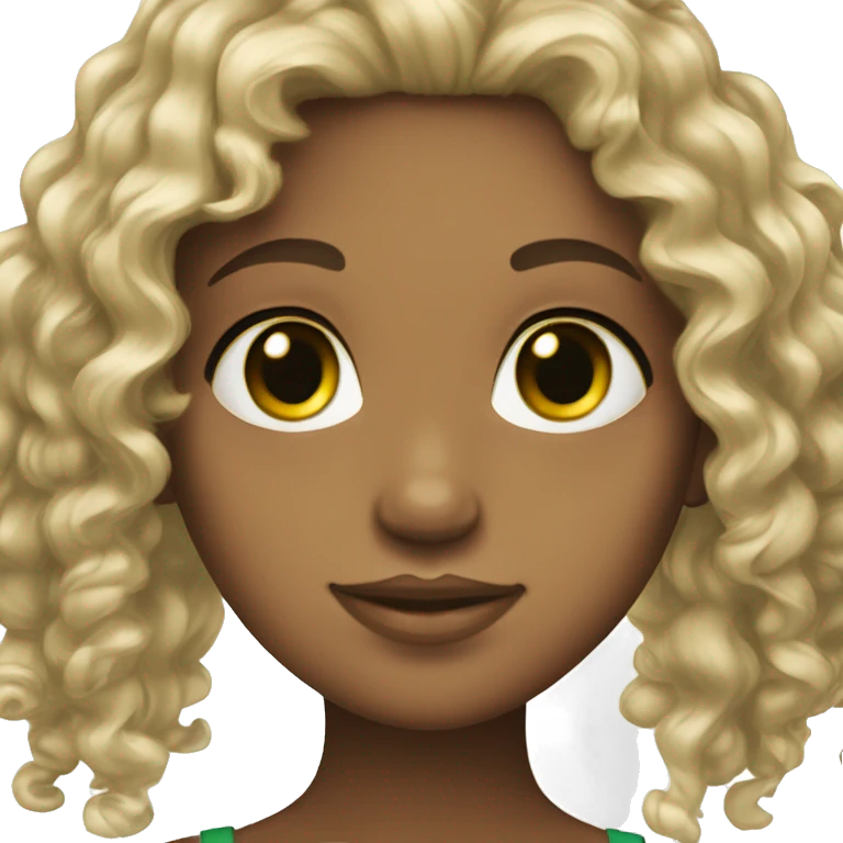 Girl with curly black hair tan skin green eyes emoji