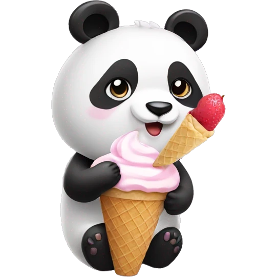 Panda eating ice cream emoji