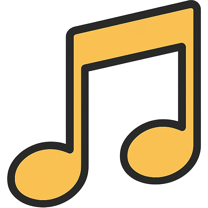 music icon in gold and black, classic style emoji