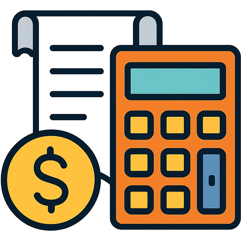 Receipt with calculator and dollar sign for expenses tracking emoji