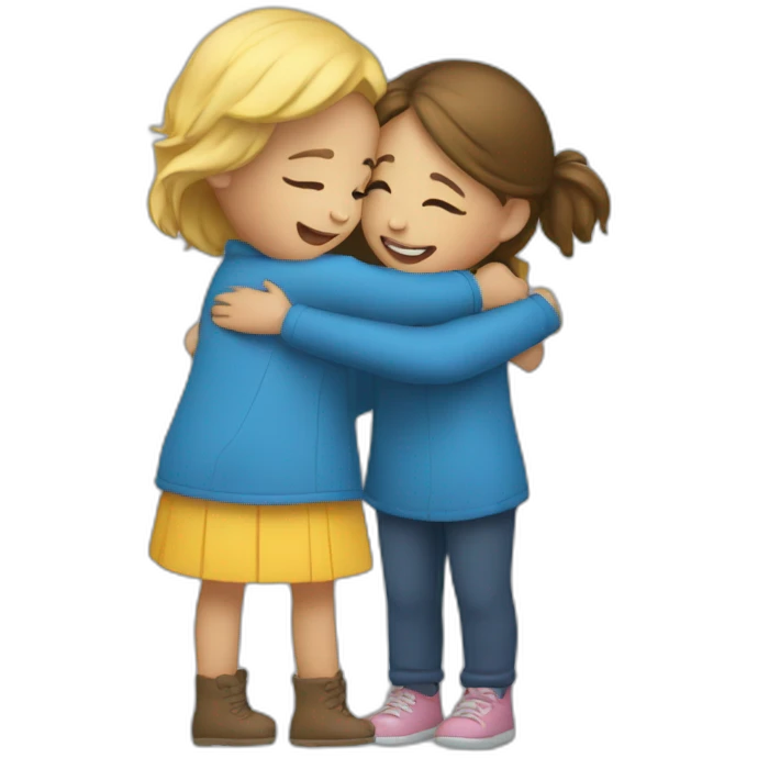 Hug between two girl in blue  emoji