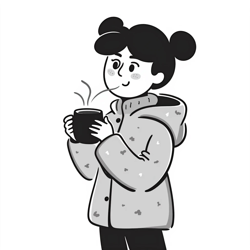 girl feeling cold, hand drawn doodle style emoji