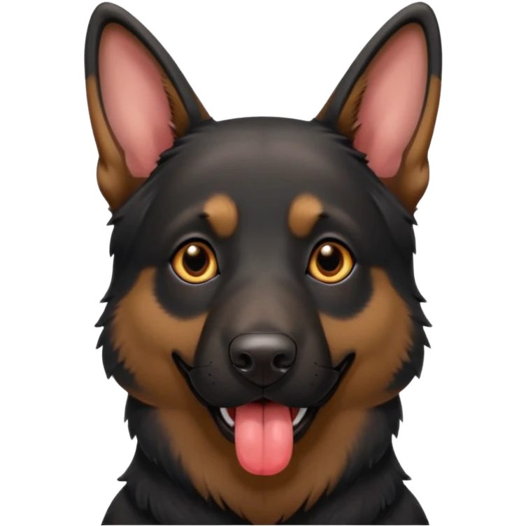 cartoon style dark German Shepherd dog with its tongue hanging out long emoji