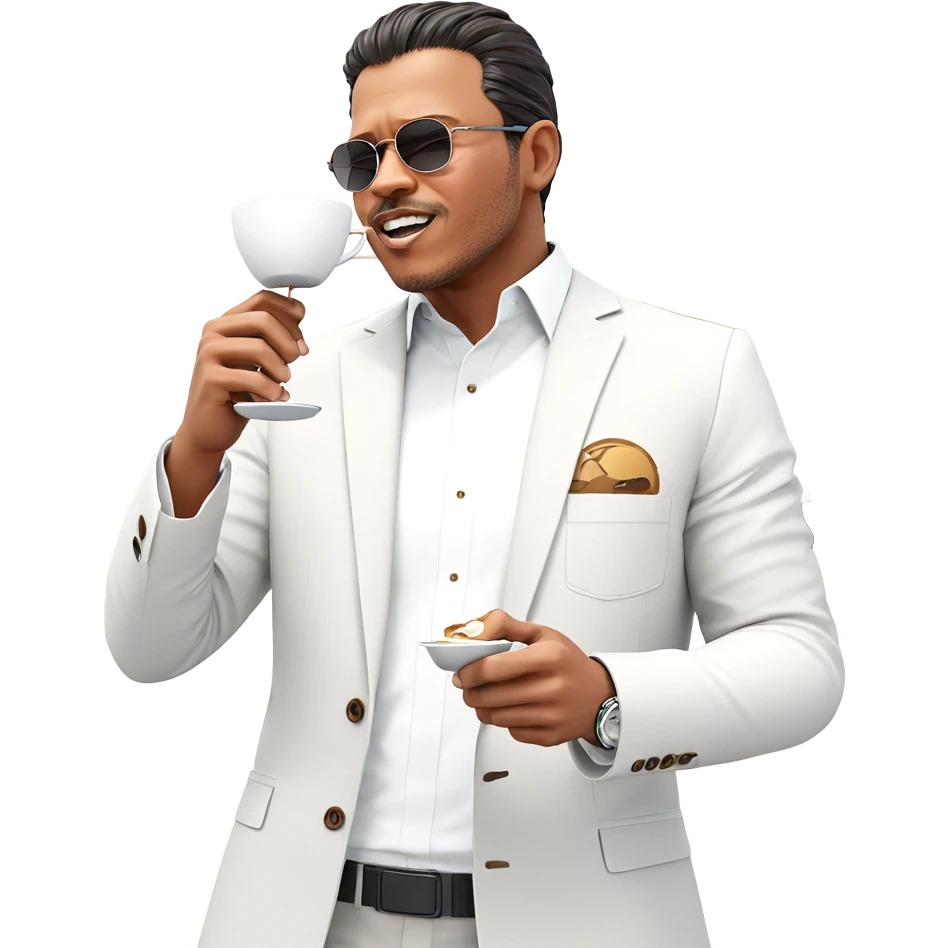 stylish man enjoying coffee outdoors emoji