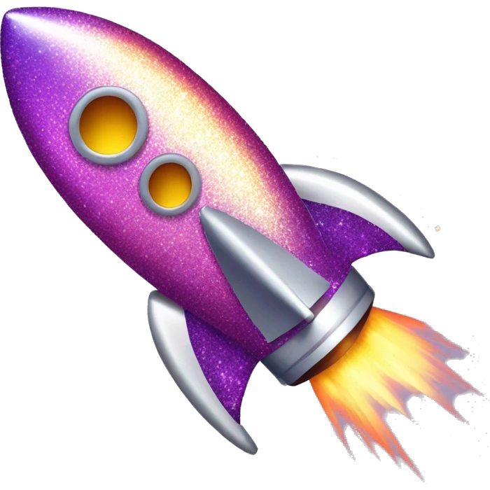 rocket covered by shiny glitter like a disco ball, diagonal and a bit bigger emoji