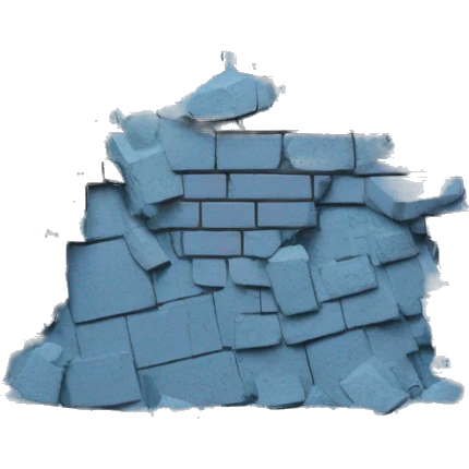 A blue brick wall crumbling down  emoji