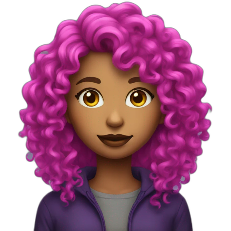 two neon colors Dyed curly hair Girl with a cat emoji