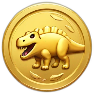 golden coin with dinisaur inside emoji