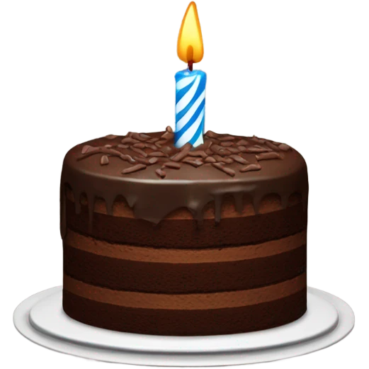 chocolate cake with one candle emoji
