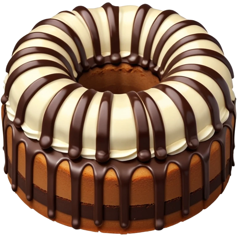 Snickers Bundt cake with only white frosting stripes  emoji