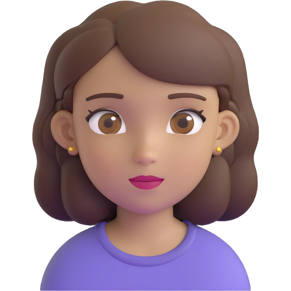 white girl with brown hair and brown eyes emoji