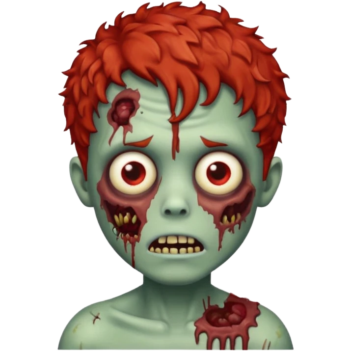 Create an emoji of zombie boy with red and short curly hair emoji