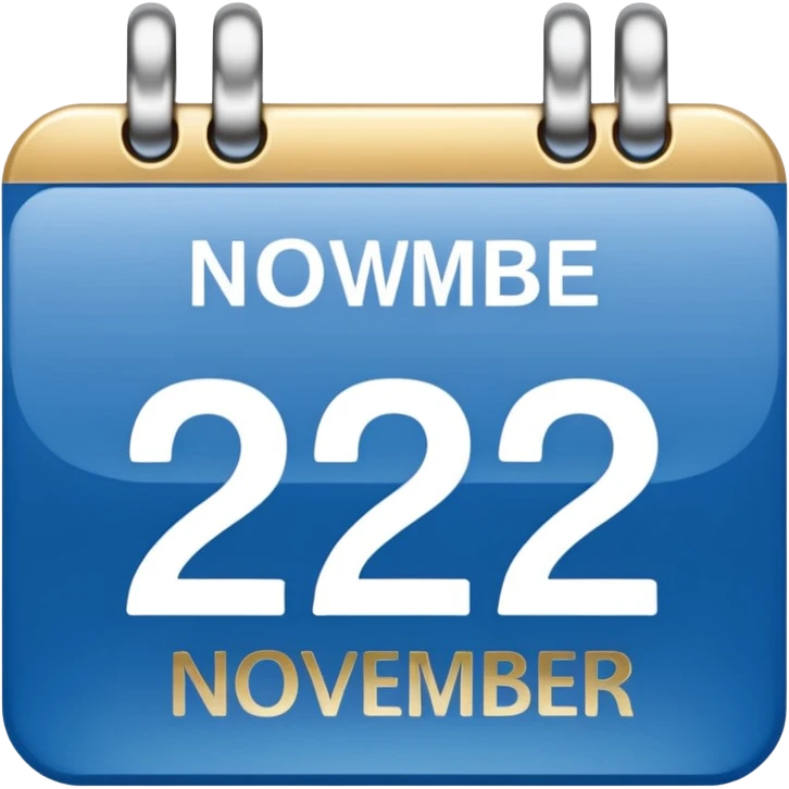 no generate an ios style background free calender icon, blue and gold and white with the date 22 november highlited emoji