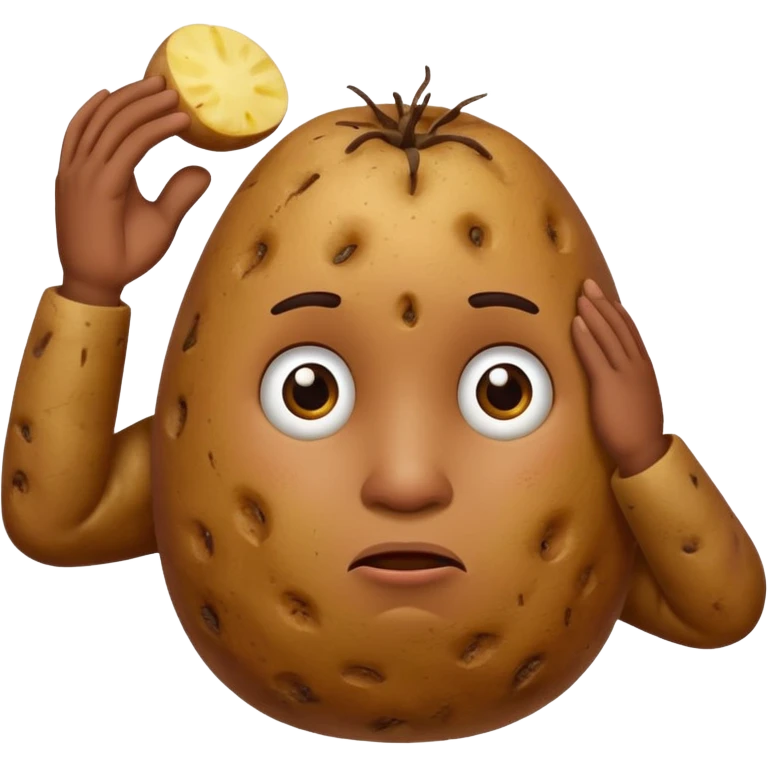Potato that is confused with hand scratching his head emoji