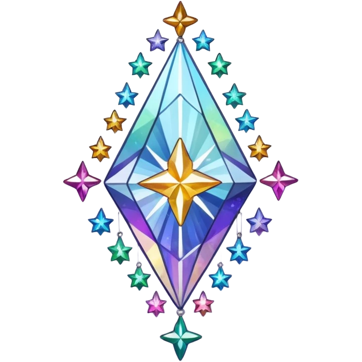 Sparkly glittery aesthetic Iridescent crystals formation suncatcher hanging crystals and tiny stars emoji