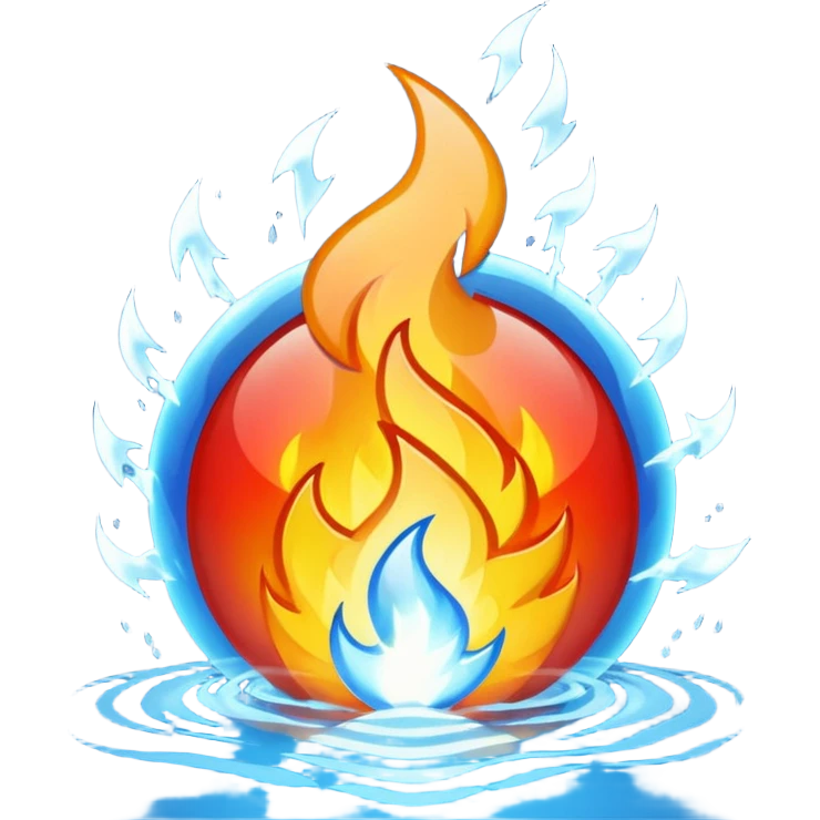 Fire water, and lightning in the middle emoji