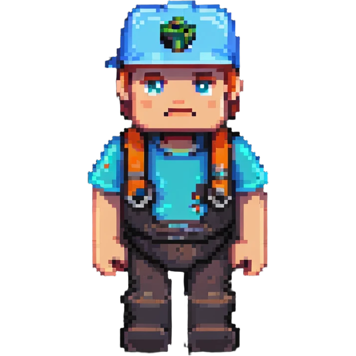 garbage man character inspired by Minecraft, blocky shapes emoji