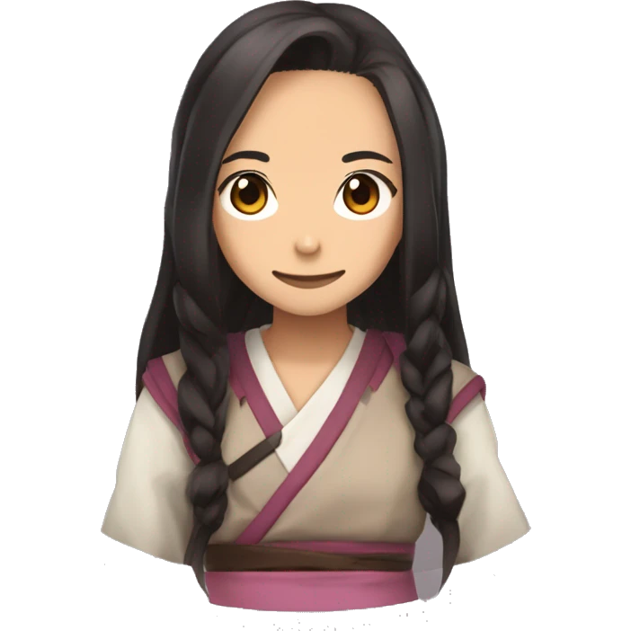 Generate an emoji of Nezuko from the anime show Demon Slayer but with medium-brown skin tone emoji