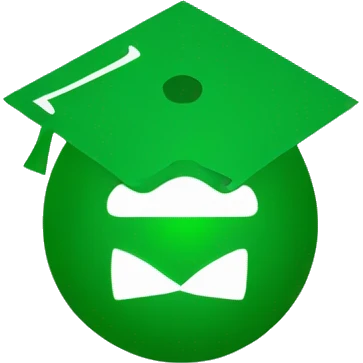 a logo for aqram school, in green emoji