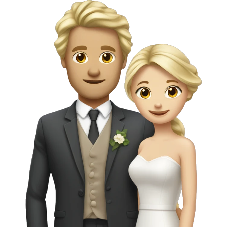 Blonde Frau lange Haare und Mann mit Anzug braune Haare und Bart heiraten emoji