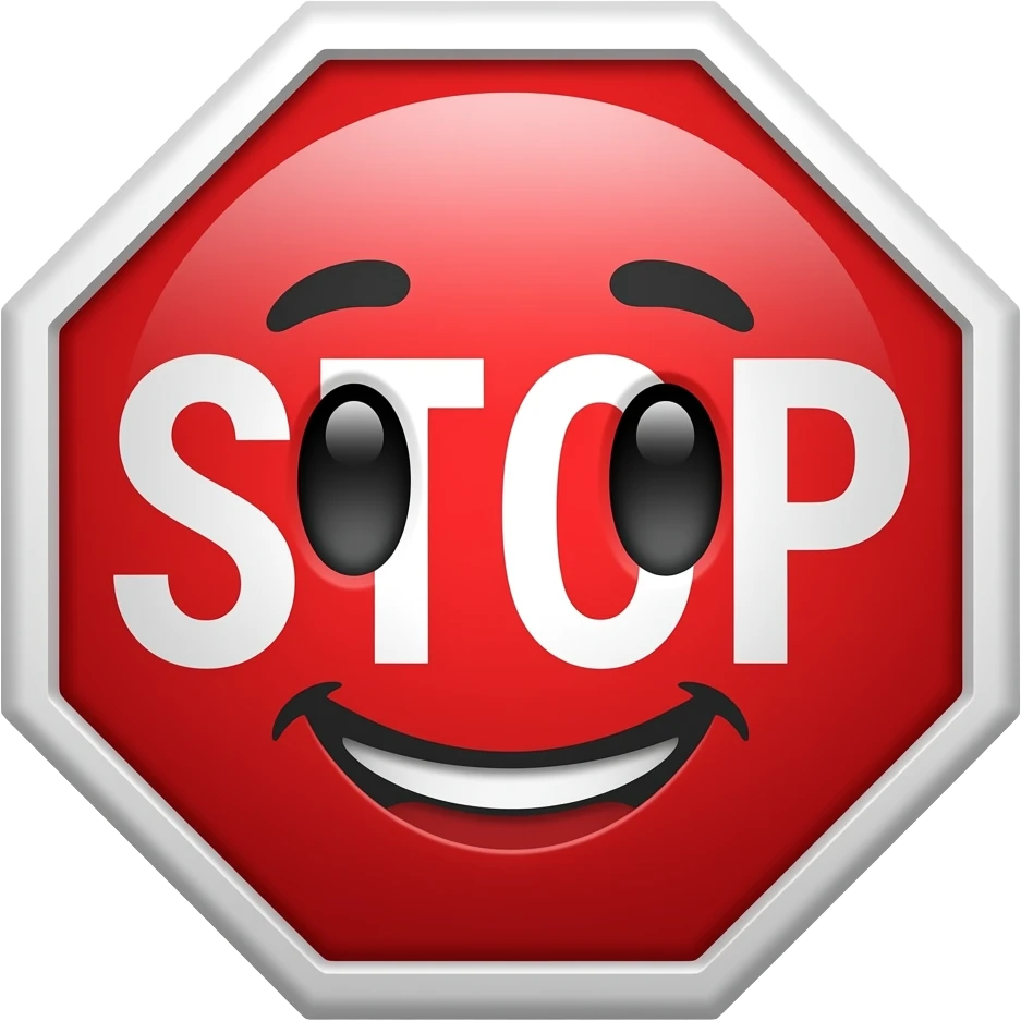 Stop sign with face emoji