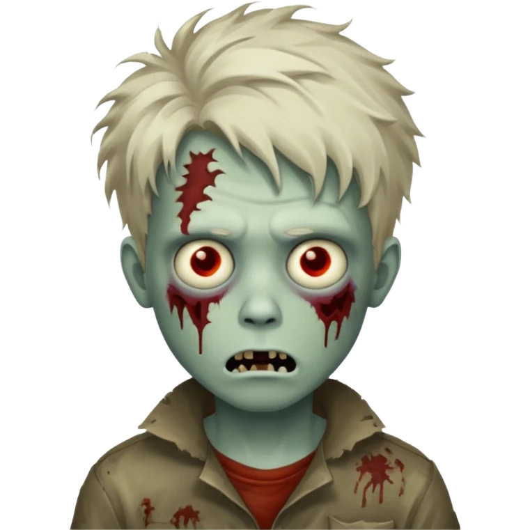 Menino Zumbi cabelo bagunçado emoji