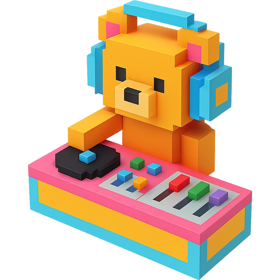 Сделай медведя у DJ-установки, no background emoji