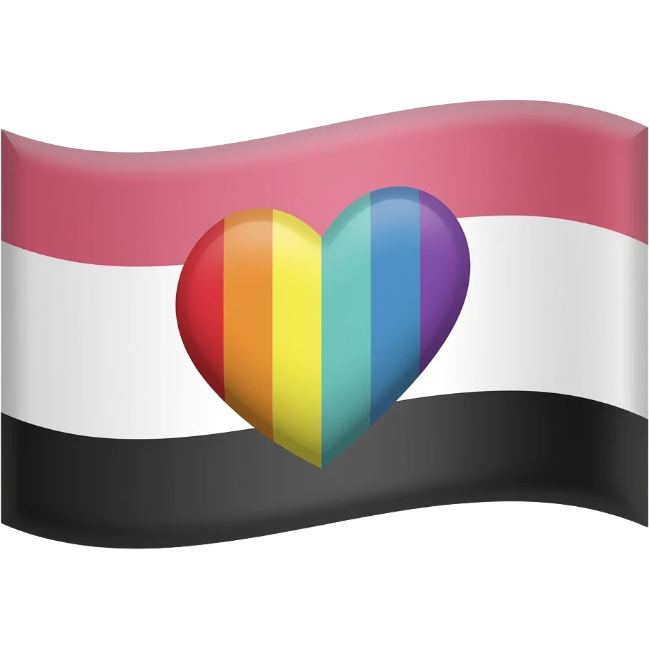 Progress flag heart red, orange, yellow, green, blue, violet, white, pink, light blue, brown and black emoji