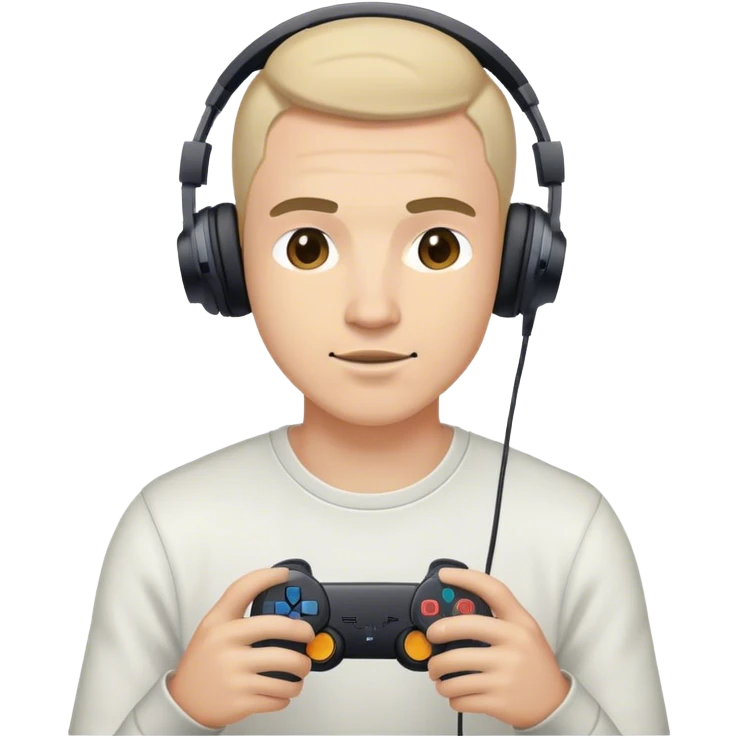 Muchacho guapo con audífonos jugando playstation emoji
