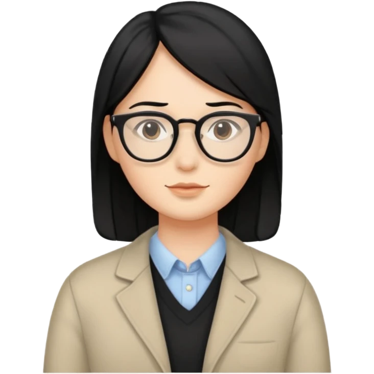 Bug with middle part black hair and glasses emoji