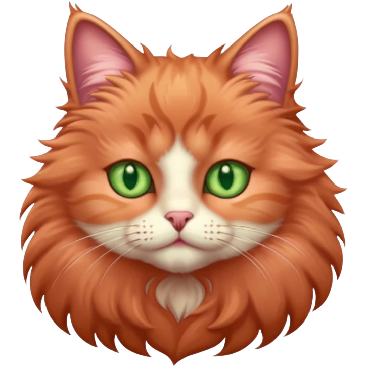 Rose gold fluffy cat with light green eyes emoji