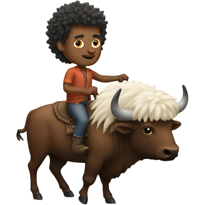 White man with spikey hair riding buffalo emoji
