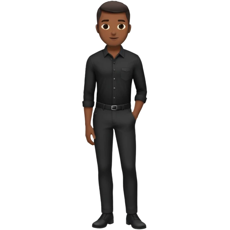 Handsome black man in a black button up shirt and black pants emoji