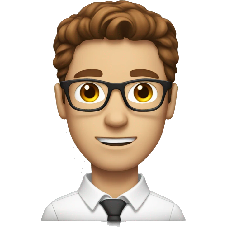 white nerd guy with brown hair inside ironman suit emoji