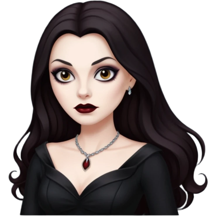 Vampira with long dark brown hair emoji