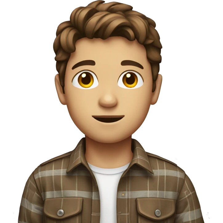 Brown haired young boy in plaid shirt emoji