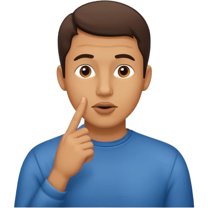 man showing shh to be quiet emoji