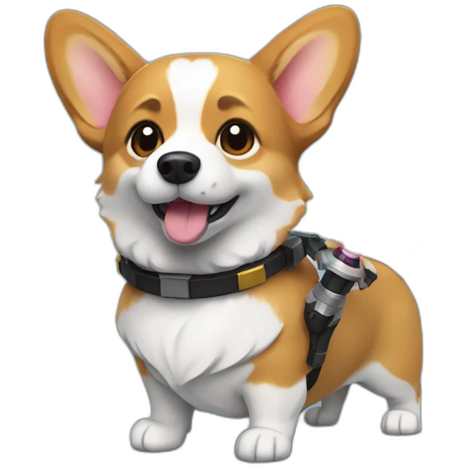 corgi with a saber laser emoji
