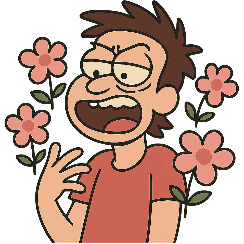 pink flowers, cartoon style emoji
