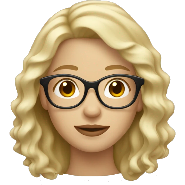 blond waivy hair woman with beige glasses emoji
