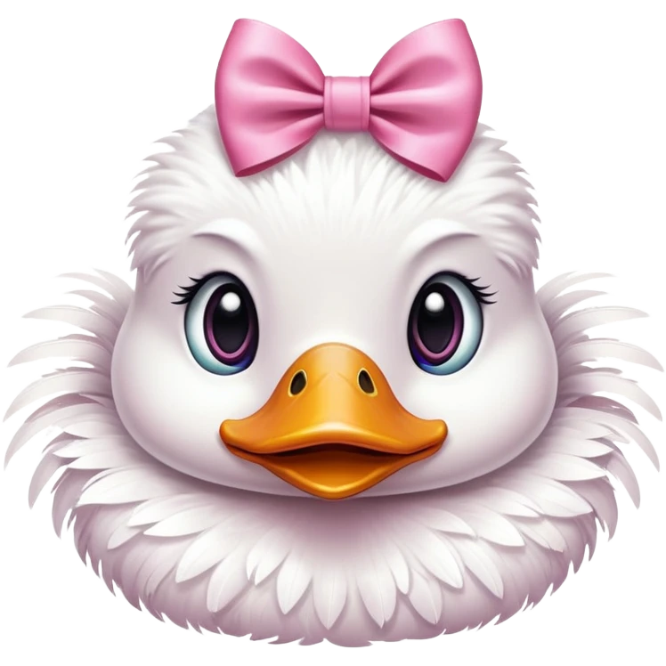 Duck with a pink bow and dramatic lashes emoji