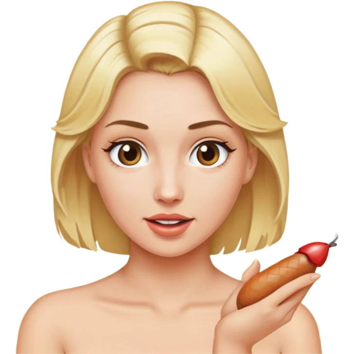 Blonde plays with cocks with cum emoji