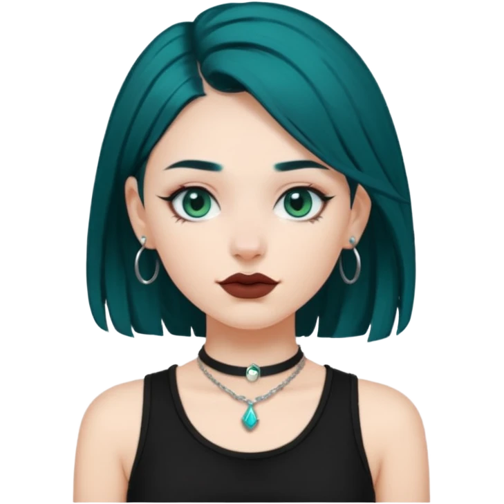 Can you make a girl with dark teal hair and a septum piercing emoji