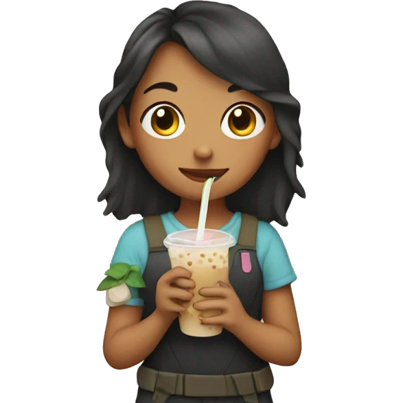 Girl holding boba emoji