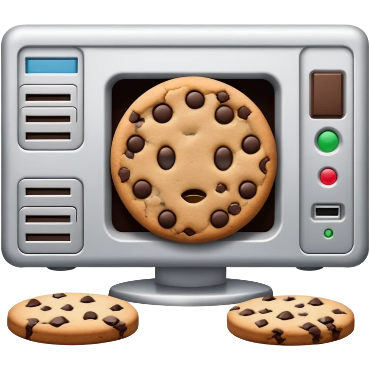 cookie hiding behind computer database server emoji
