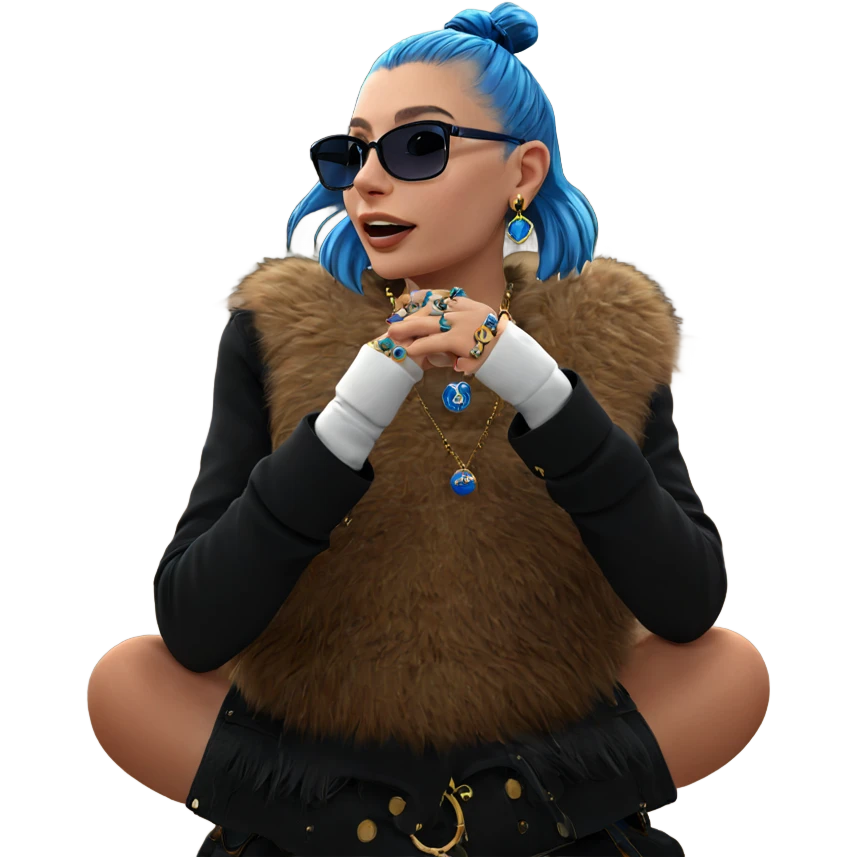 girl with blue hair jewelry emoji