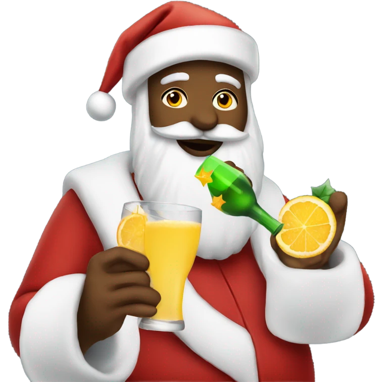 Santa drinking mimosas on Christmas  emoji